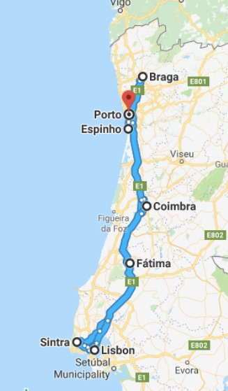 Rute road trip kami di Portugal. Akhir Maret - Awal April 2018