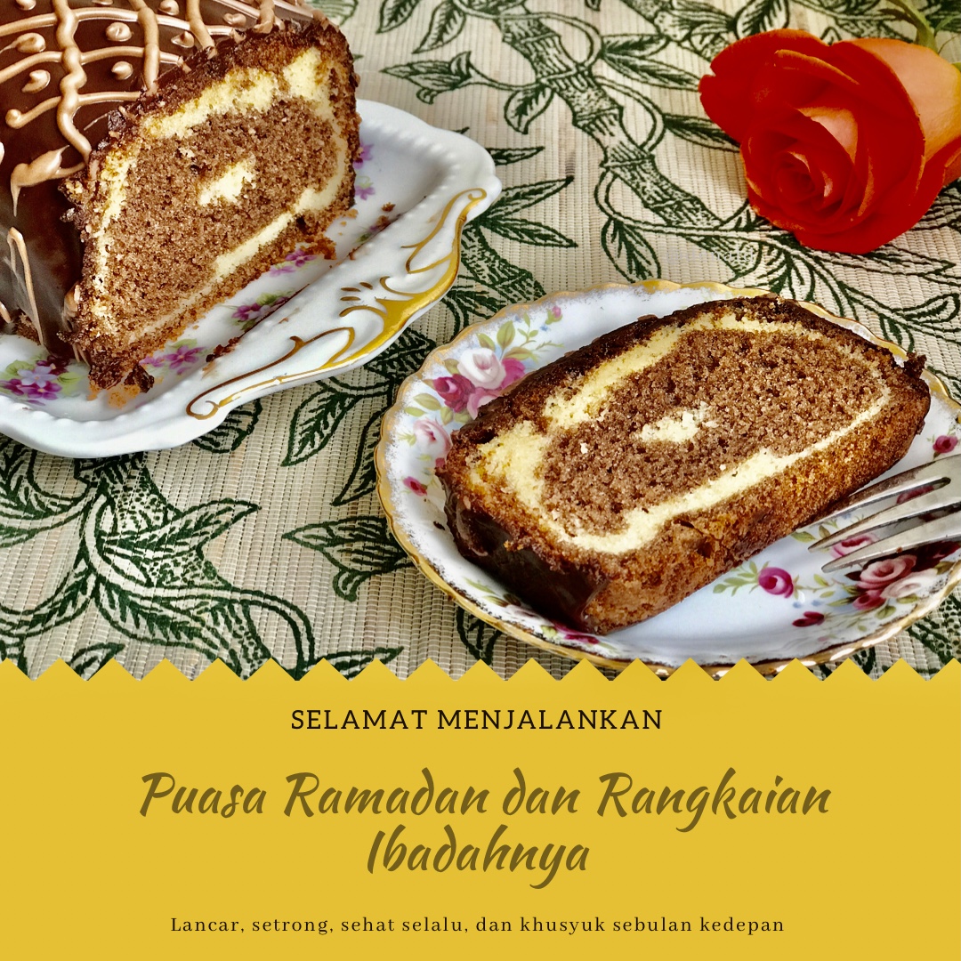 Marble cake with dark chocolate icing